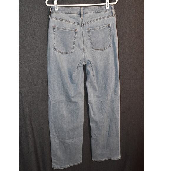 Old Navy High Rise Wow Wide Leg Women's 8 Tall Light Wash Denim Jeans Distressed - Picture 3 of 8